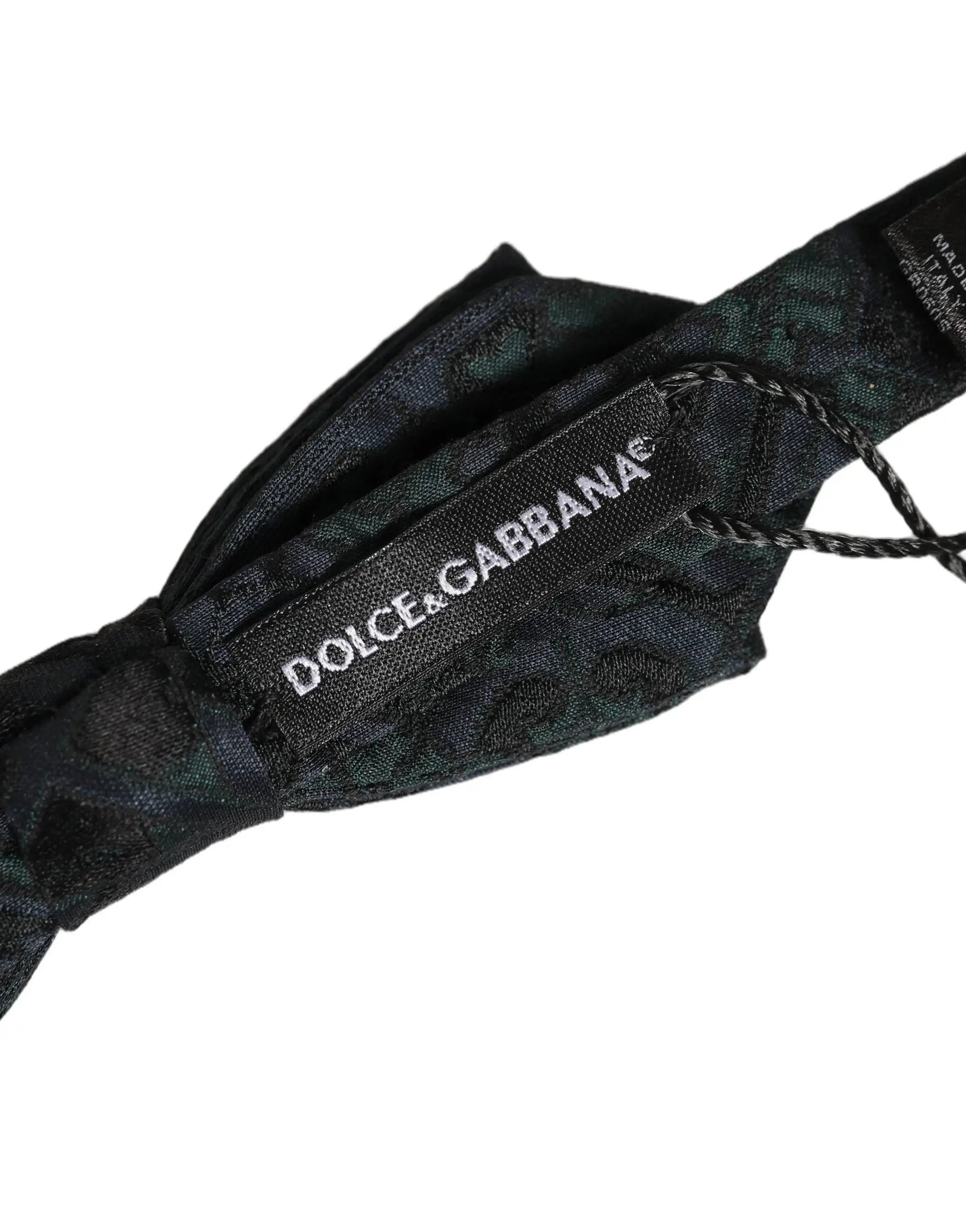 Écharpe en soie noire dolce & gabbana pour homme avec motif cachemire vert foncé ajustable papillon col
