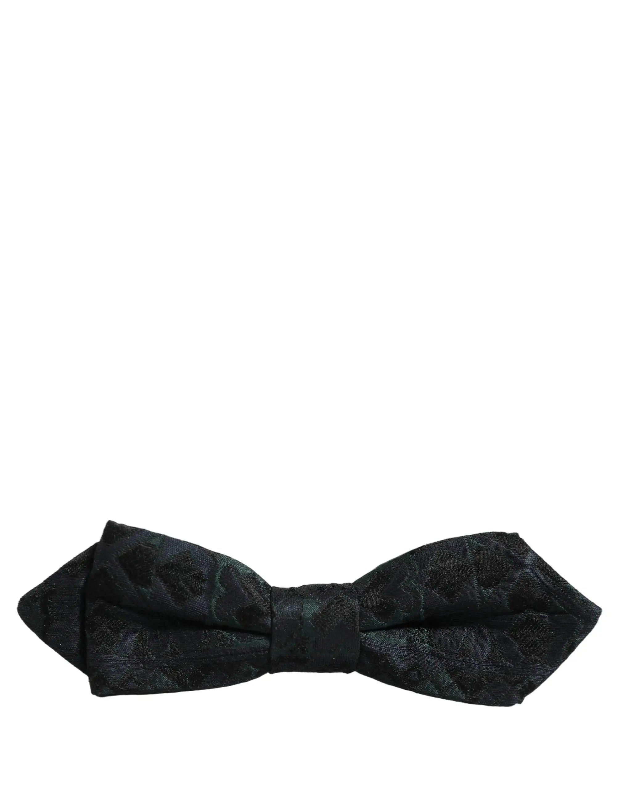 Dolce & gabbana homme noeud papillon noir vert à motifs paisley ajustable en tissu texturé avec motif floral subtil