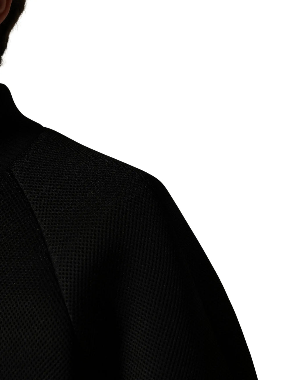 Épaule en tissu mesh noir dune veste bomber dolce & gabbana homme en nylon avec fermeture éclair intégrale