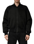 Dolce & Gabbana homme blouson bomber noir en nylon texturé avec fermeture zippée et poignets côtelés
