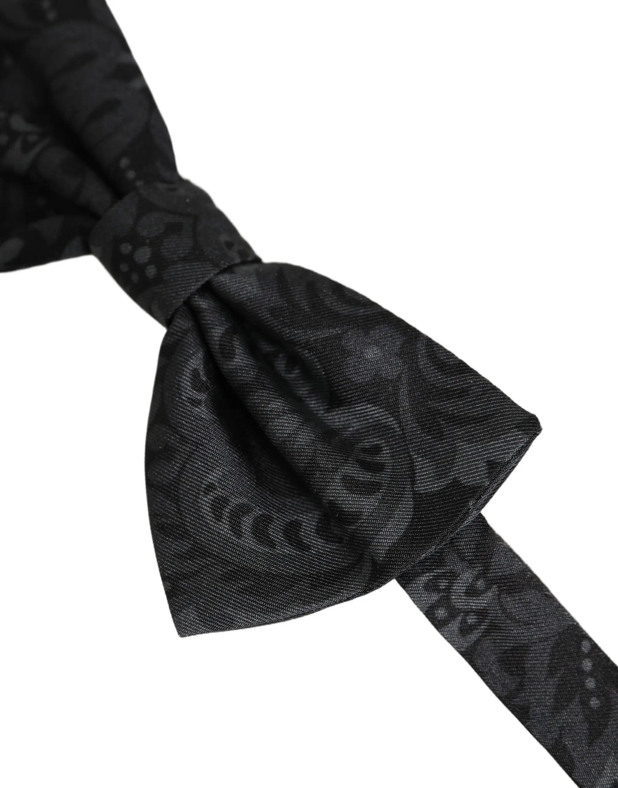 Noeud papillon noir dolce & gabbana en soie réglable avec motif paisley subtil en tissu texturé