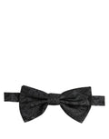 Dolce & Gabbana homme nœud papillon noir en soie avec motif paisley subtil et tissu texturé réglable au cou