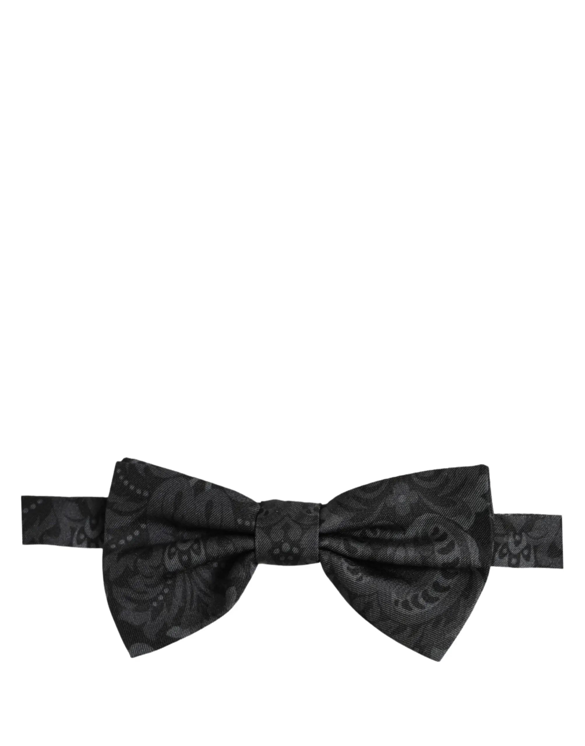 Dolce & Gabbana homme nœud papillon noir en soie avec motif paisley subtil et tissu texturé réglable au cou