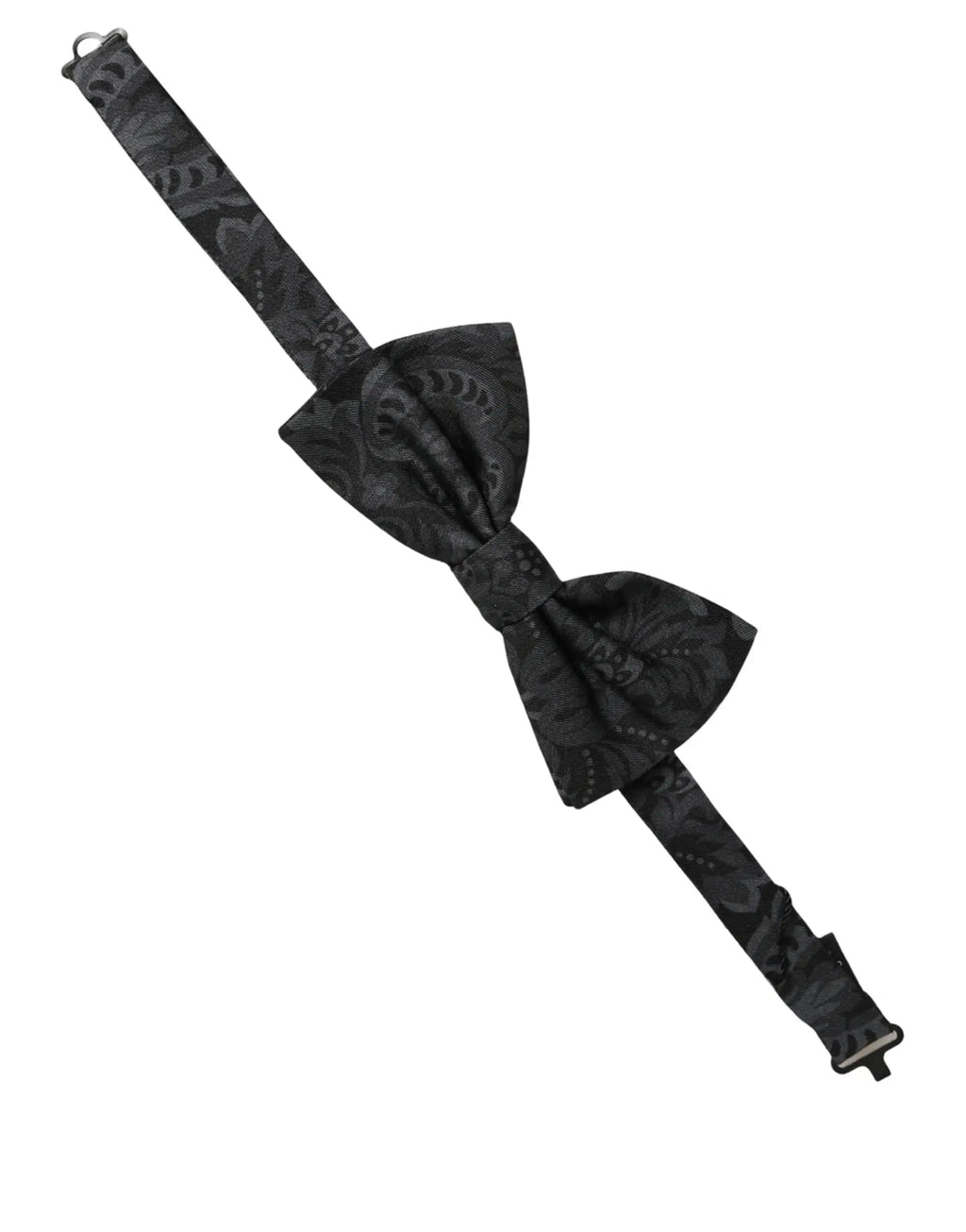 Noeud papillon réglable pour homme dolce & gabbana noir en soie avec motif paisley gris subtil et finition satinée