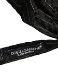 Dolce & gabbana men black pinstripe silk adjustable neck papillon bow tie with subtle textured pattern and white stitching