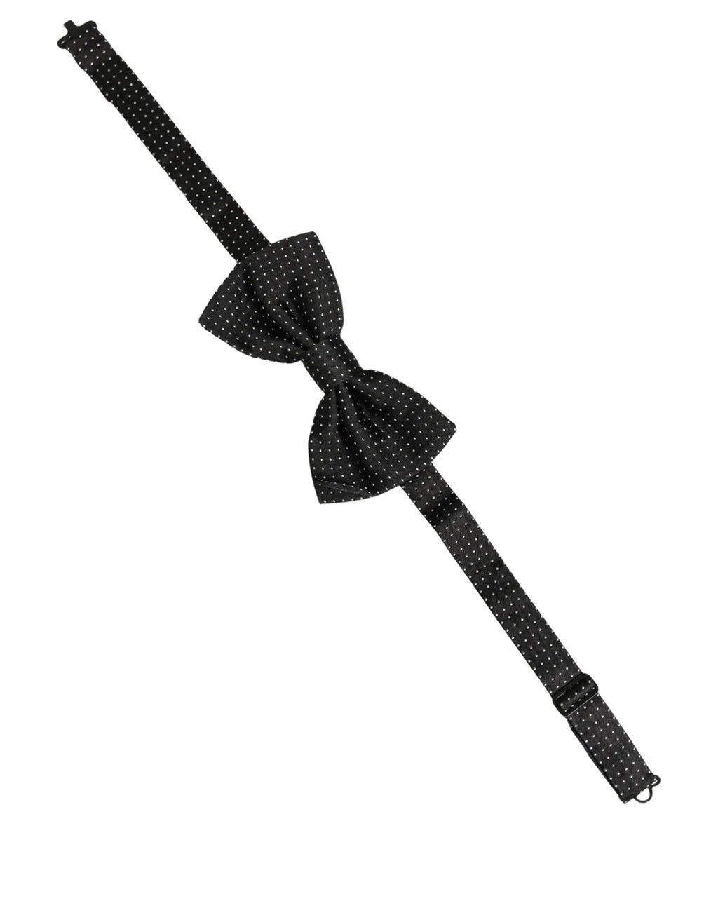 Dolce & gabbana nœud papillon noir à pois blancs en soie réglable pour homme en tissu lisse légèrement brillant