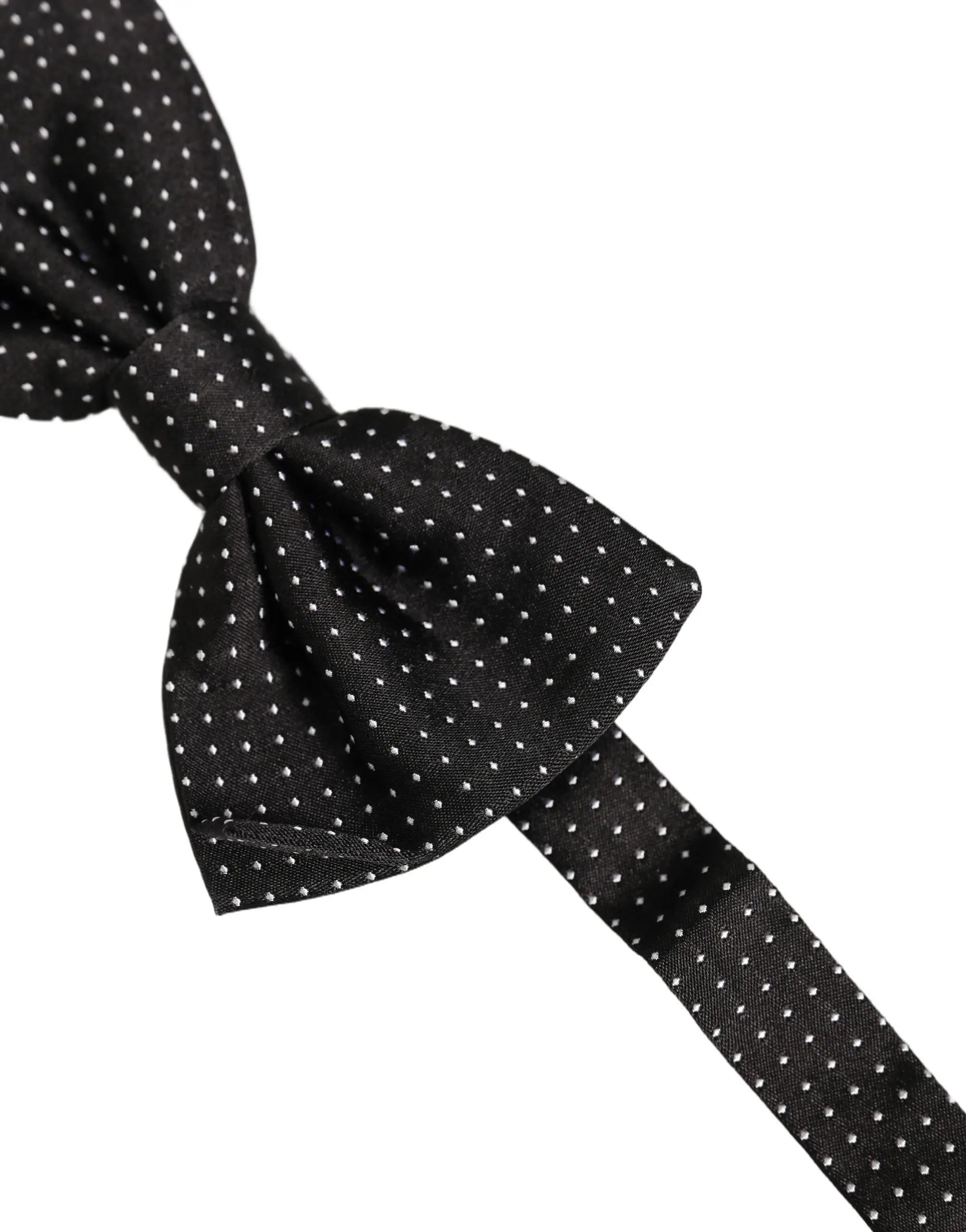 Dolce & gabbana cravate papillon noir en soie avec motif discret de petits pois blancs réglable pour homme