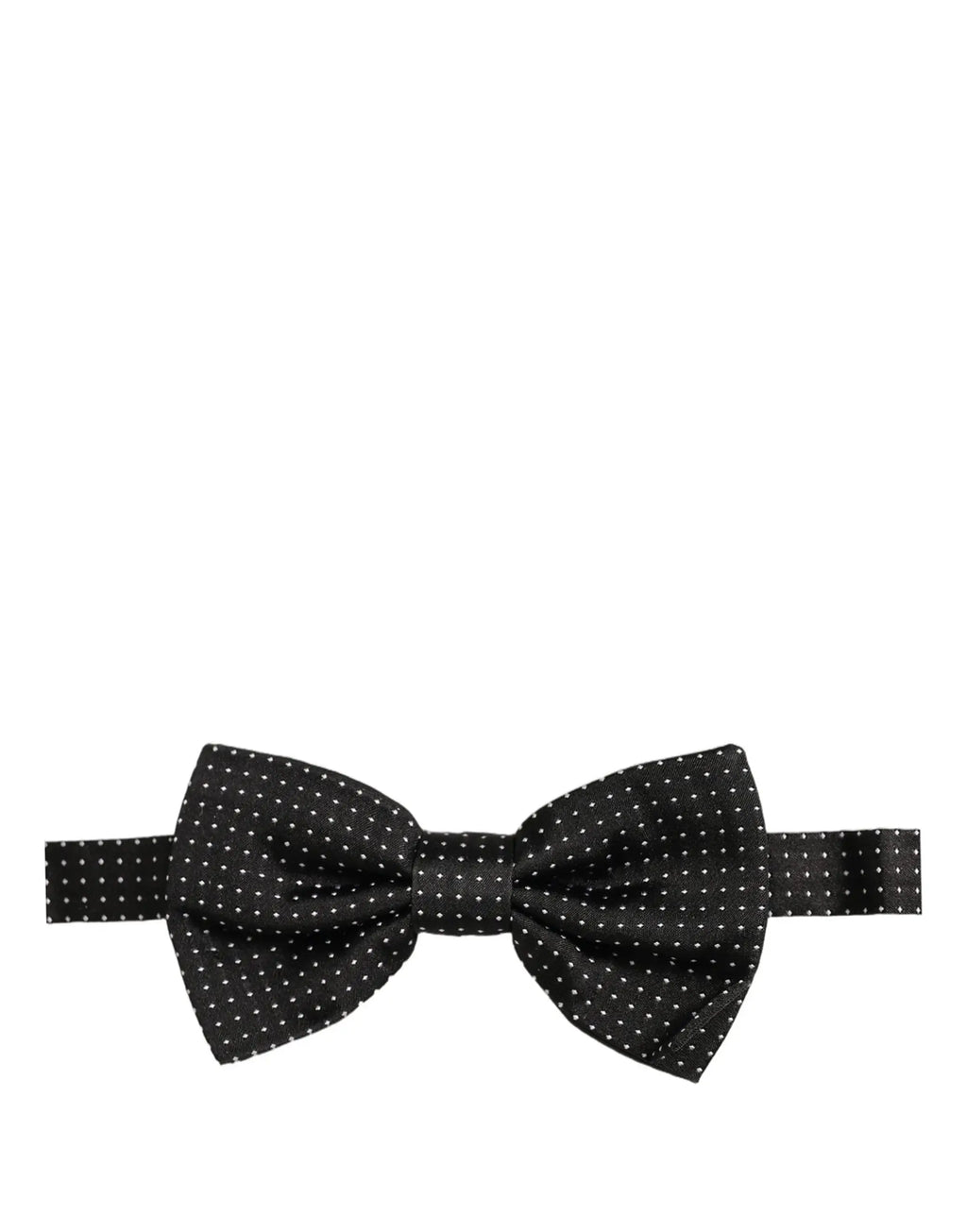 Noeud papillon noir à pois blancs subtils en soie lisse et légèrement brillante ajustable pour homme dolce & gabbana