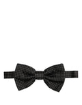 Noeud papillon noir à pois blancs subtils en soie lisse et légèrement brillante ajustable pour homme dolce & gabbana