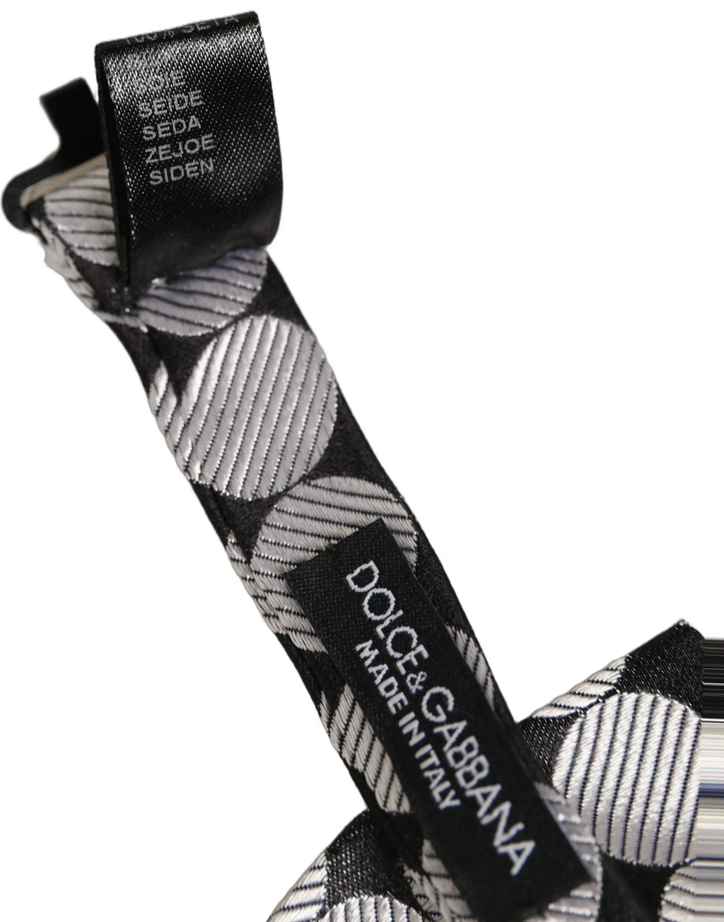 Cravate papillon ajustable noire et argent à motifs en soie dolce and gabbana homme fabriquée en italie