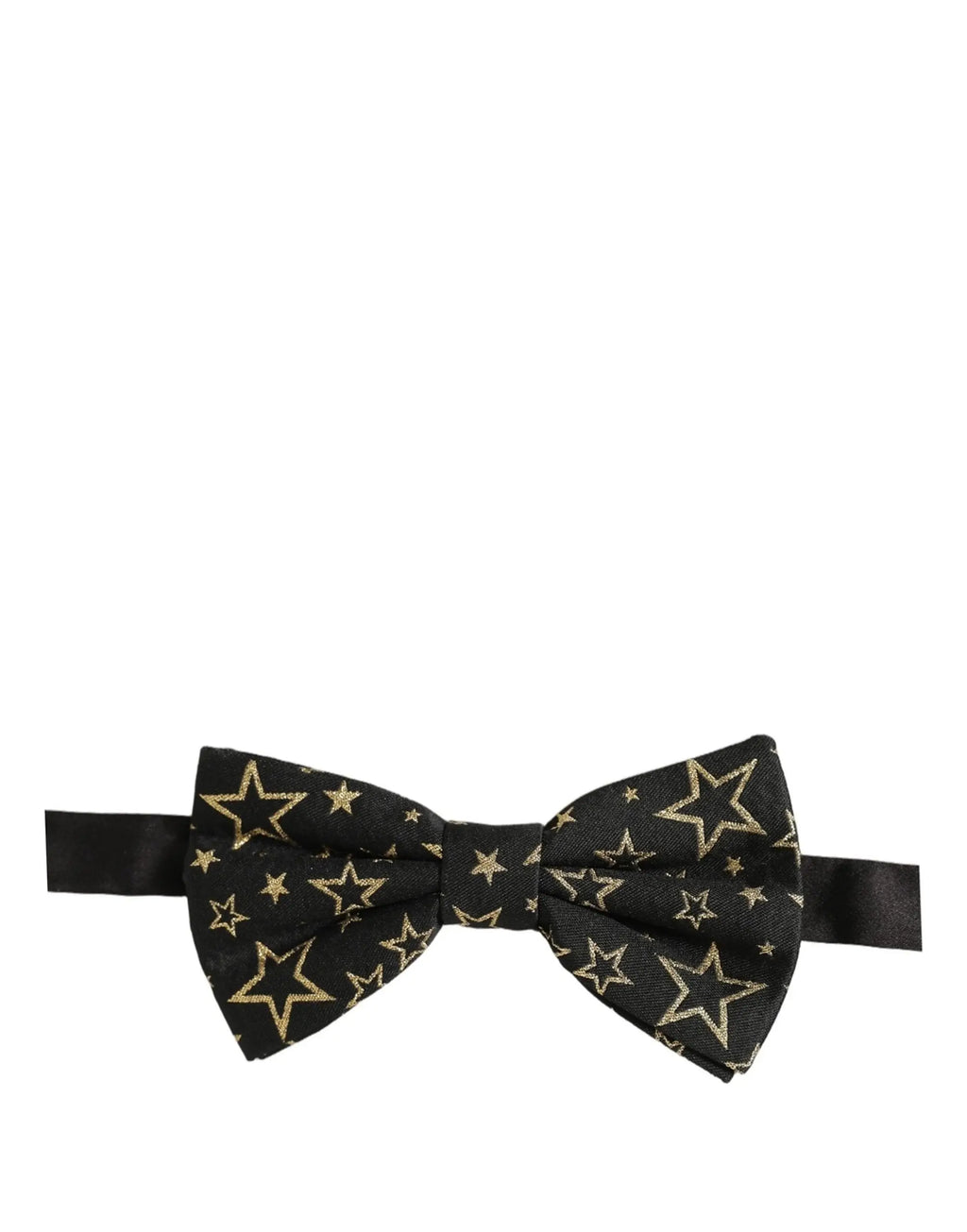 Dolce & Gabbana homme noeud papillon noir en soie 100 pour cent avec motif étoiles dorées réglable