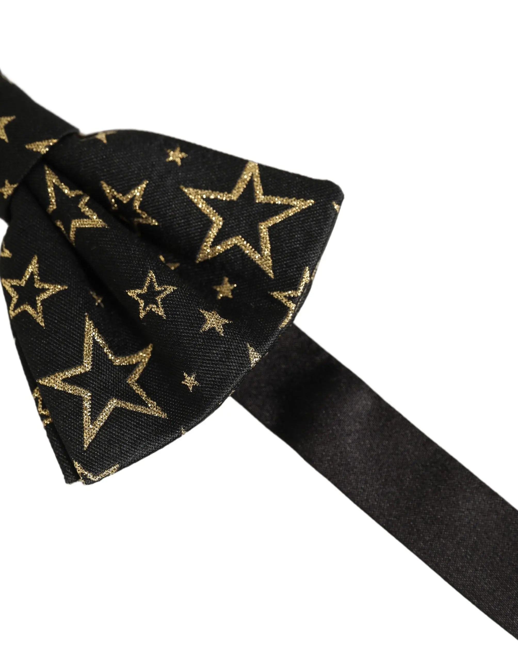 Noeud papillon dolce & gabbana homme noir en soie 100 pour cent avec motif étoiles dorées réglable