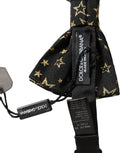 Dolce & gabbana homme nœud papillon noir en soie 100 pour cent motif étoiles dorées ajustable
