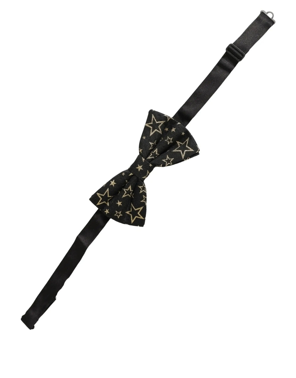 Noeud papillon ajustable dolce & gabbana noir en soie 100% avec motif étoile dorée pour homme