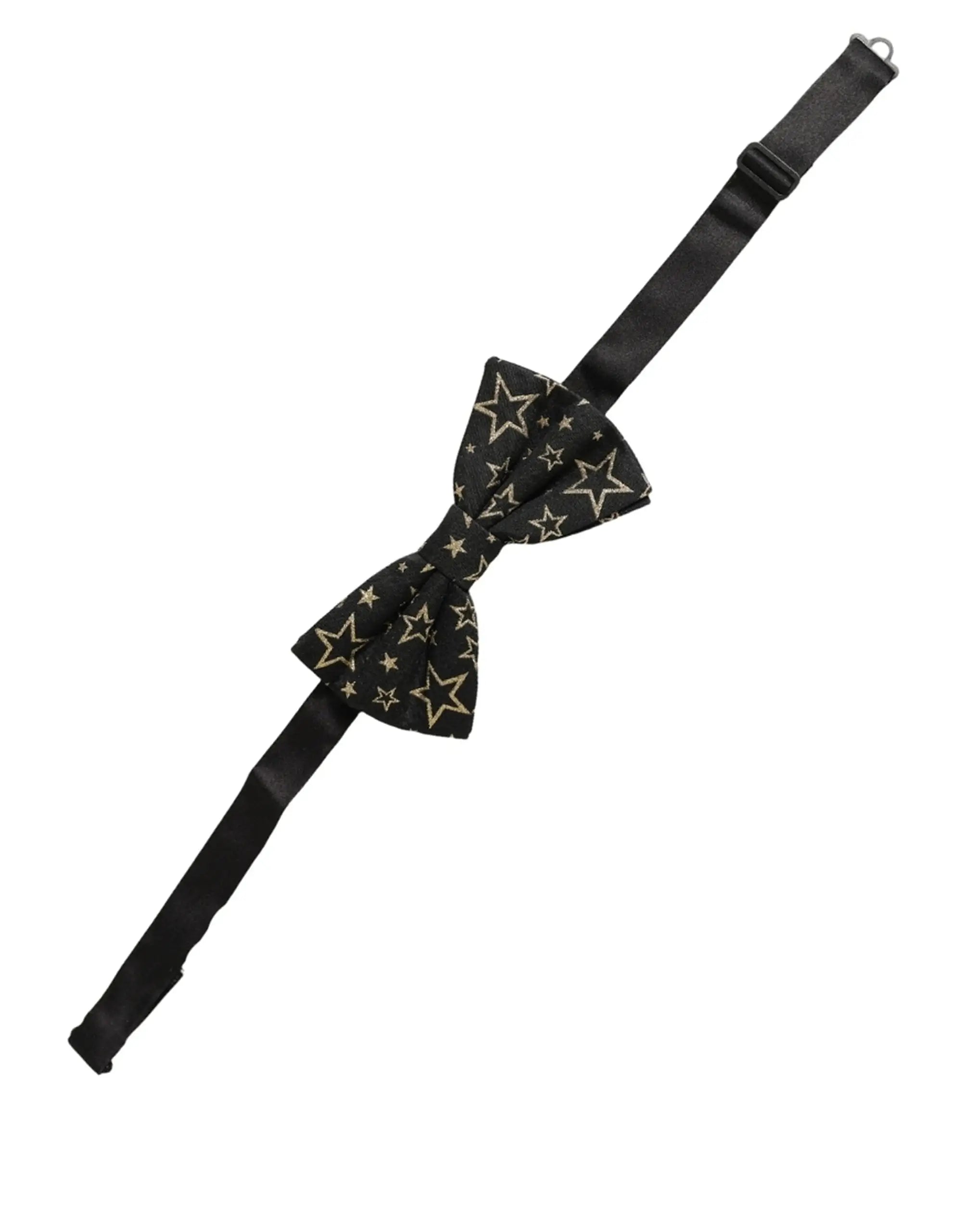 Noeud papillon ajustable dolce & gabbana noir en soie 100% avec motif étoile dorée pour homme