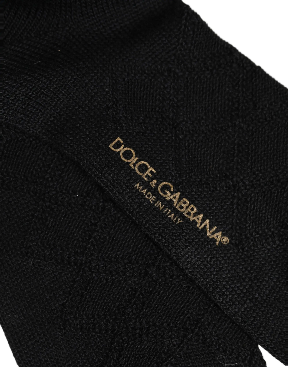 Chaussettes noires dolce & gabbana en laine avec logo brodé or pour homme genoux hauts