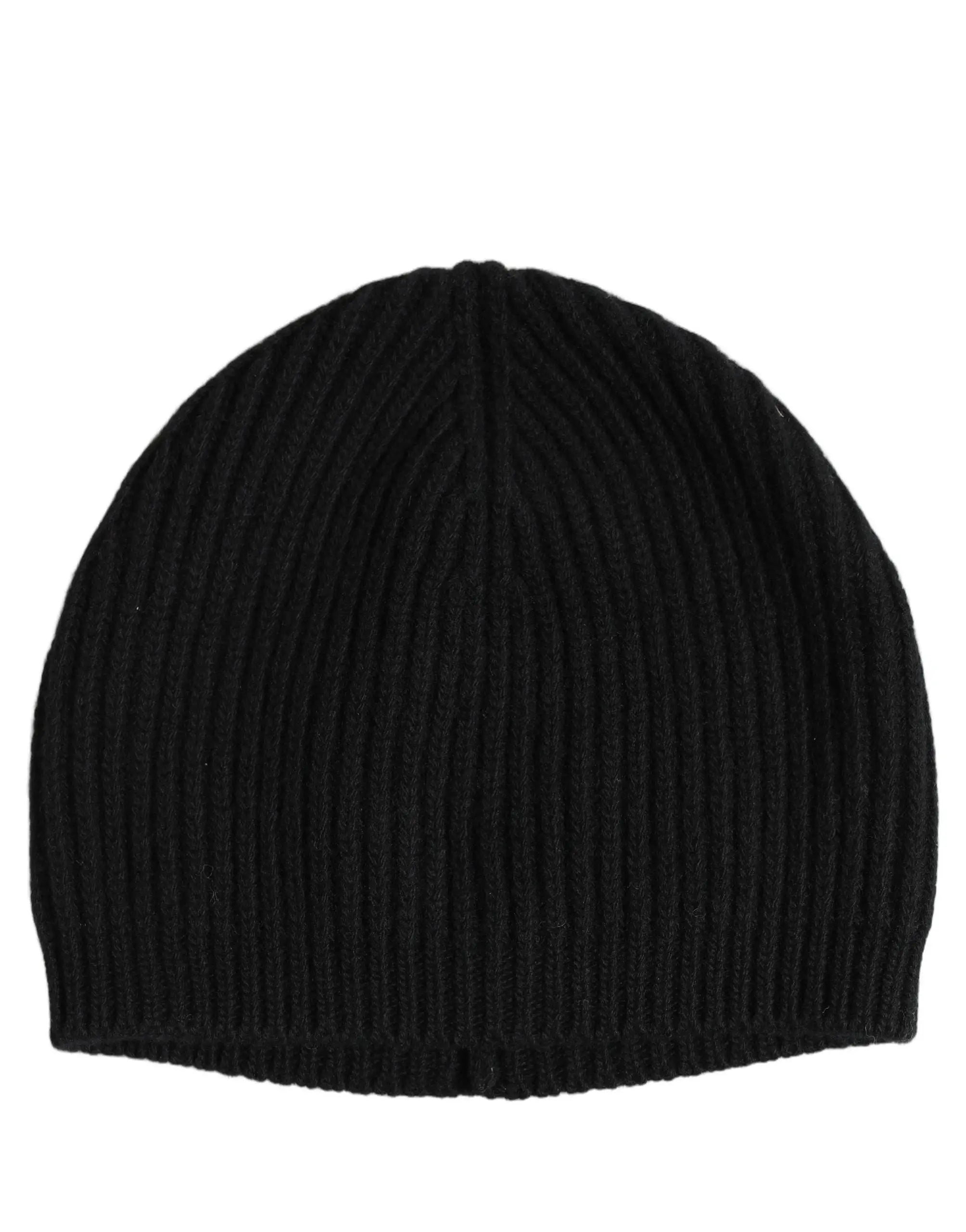 Dolce & gabbana homme bonnet noir en laine côtelée tricotée pour l hiver taille unique