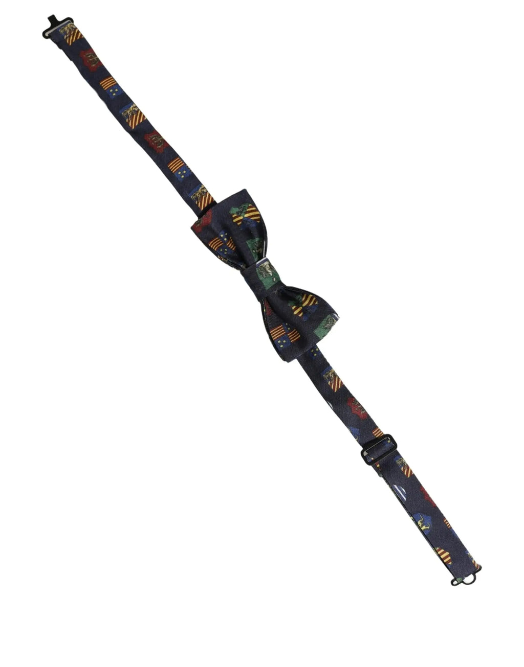 Dolce & gabbana nœud papillon homme bleu en soie 100% avec motifs colorés et rayures dorées ajustable
