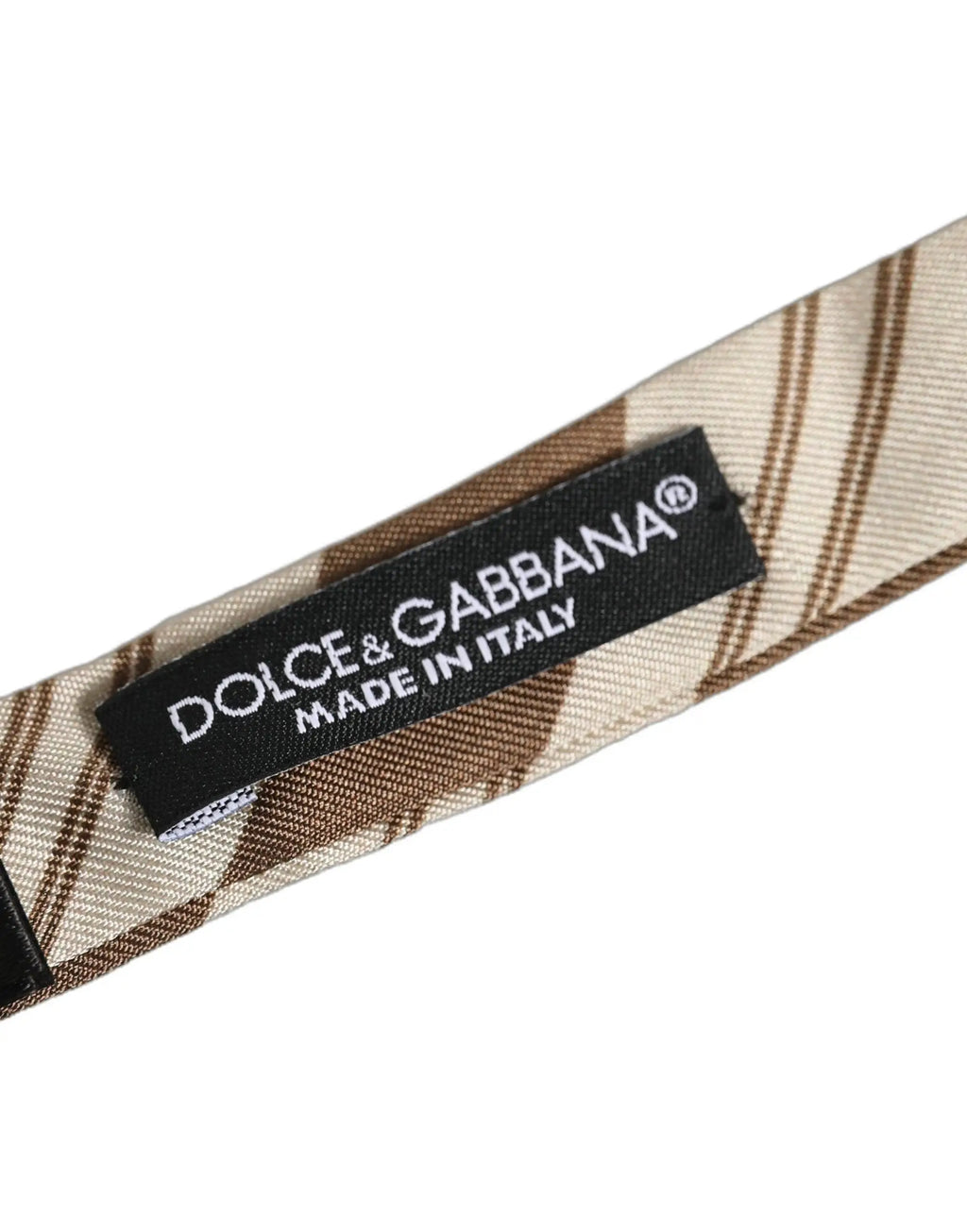 Cravate en soie à rayures beige et marron dolce gabbana pour homme fabriquée en italie ajustable