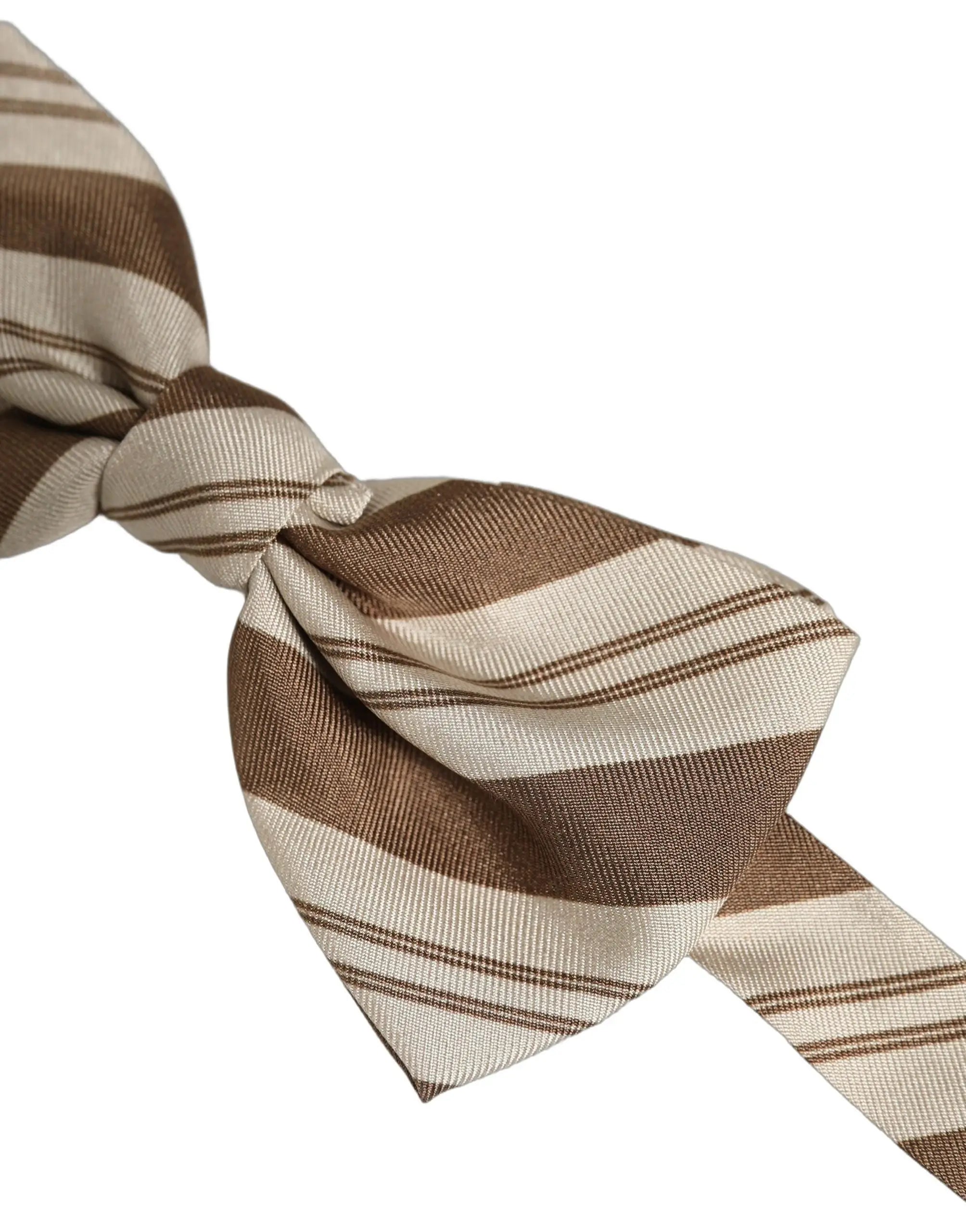 Dolce & gabbana homme nœud papillon ajustable en tissu tissé lisse marron et beige à rayures