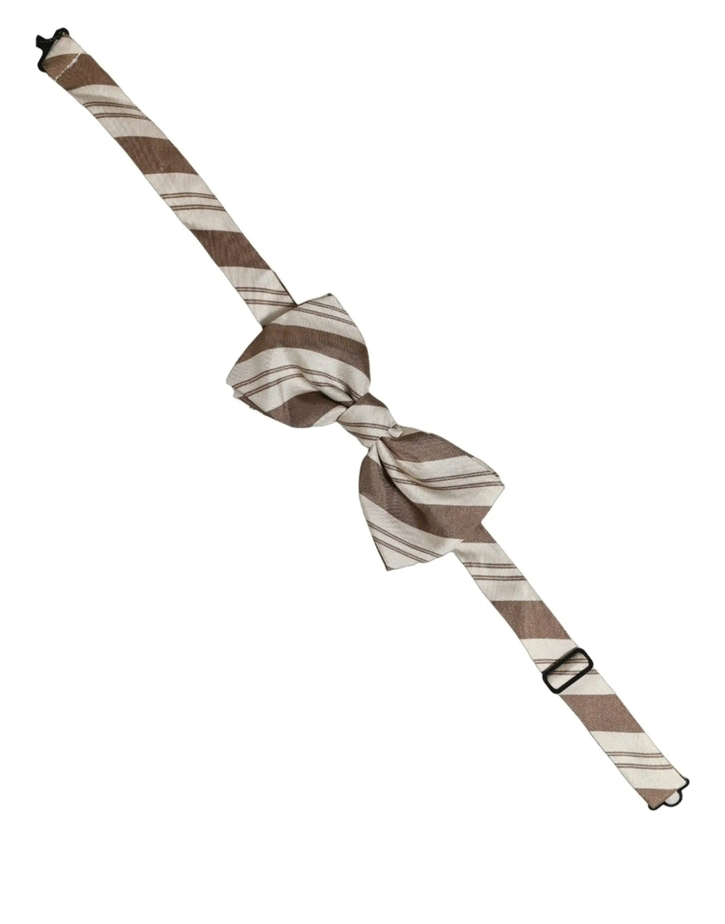 Dolce & gabbana noeud papillon réglable marron beige rayé en tissu pour homme avec nœud classique