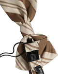 Dolce & gabbana cravate papillon ajustable en soie marron et beige à rayures pour homme