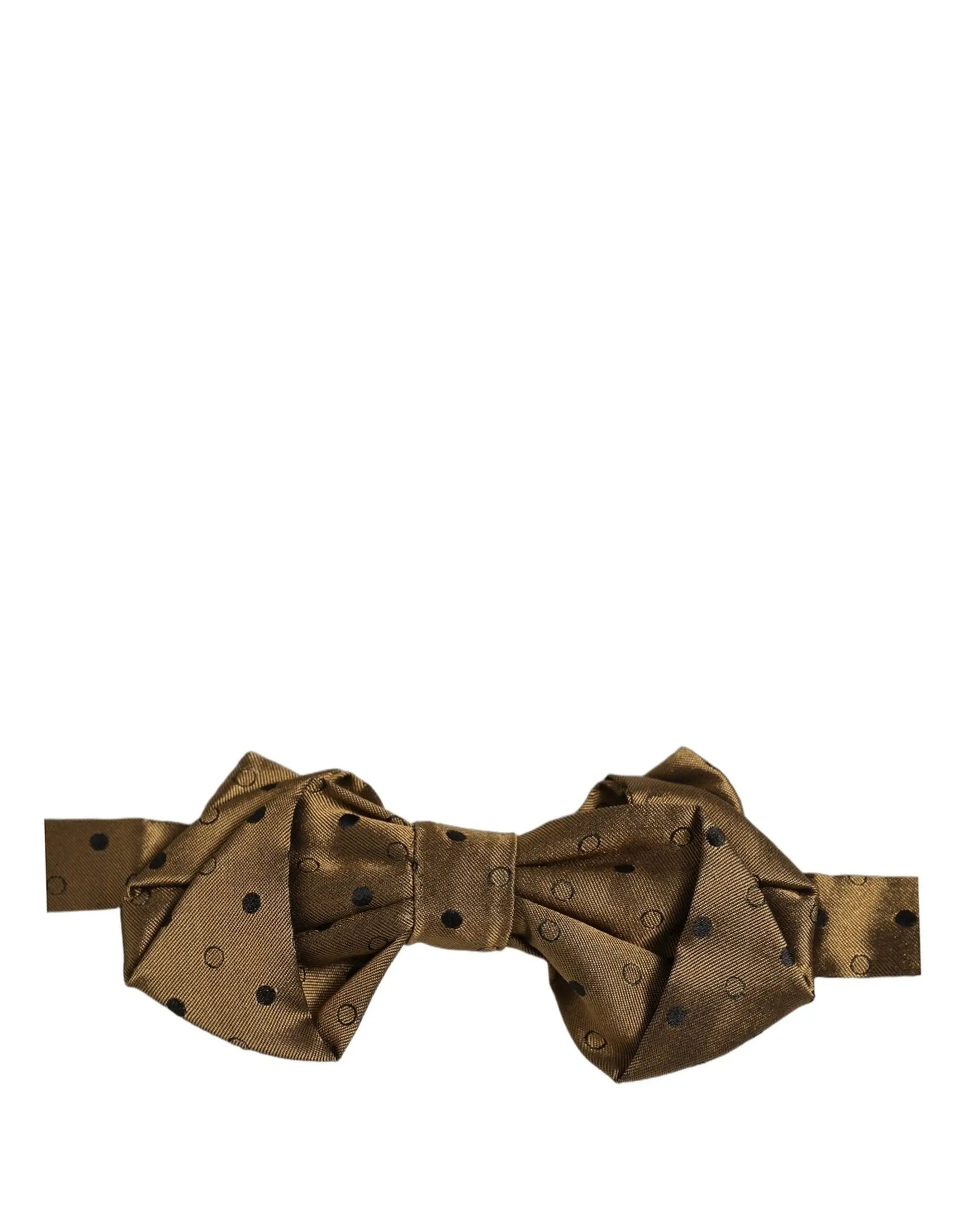 Dolce & Gabbana homme nœud papillon en soie marron satin à pois réglable pour le cou