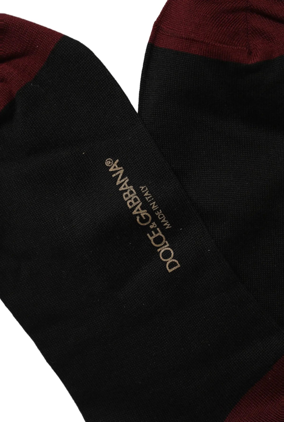 Chaussettes dolce & gabbana homme mi-mollet bordeaux et noir avec logo et texture côtelée