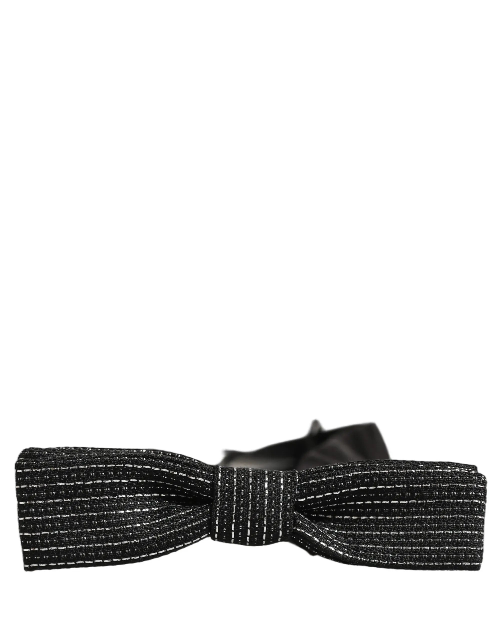 Dolce & Gabbana homme nœud papillon noir à fines rayures blanches avec tissage texturé ajustable