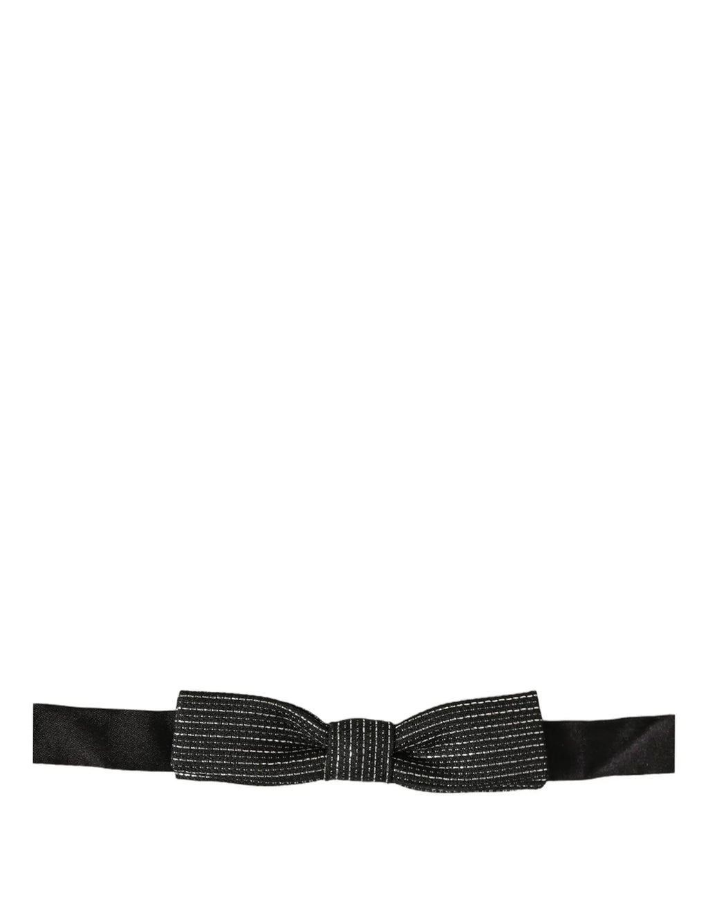 Dolce & gabbana nœud papillon homme bleu marine avec rainures argentées et finition satinée réglable