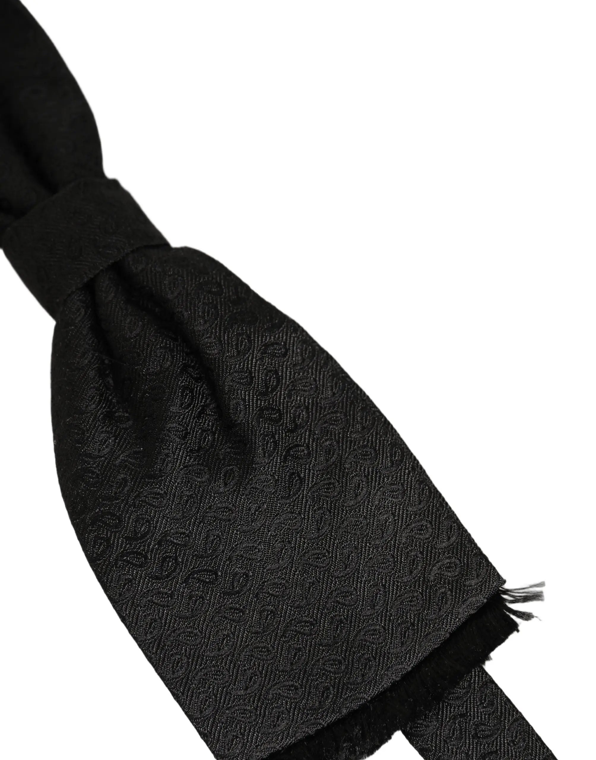 Noeud papillon dolce gabbana homme gris foncé 100 pour cent soie avec motif cachemire subtil et bords effilochés