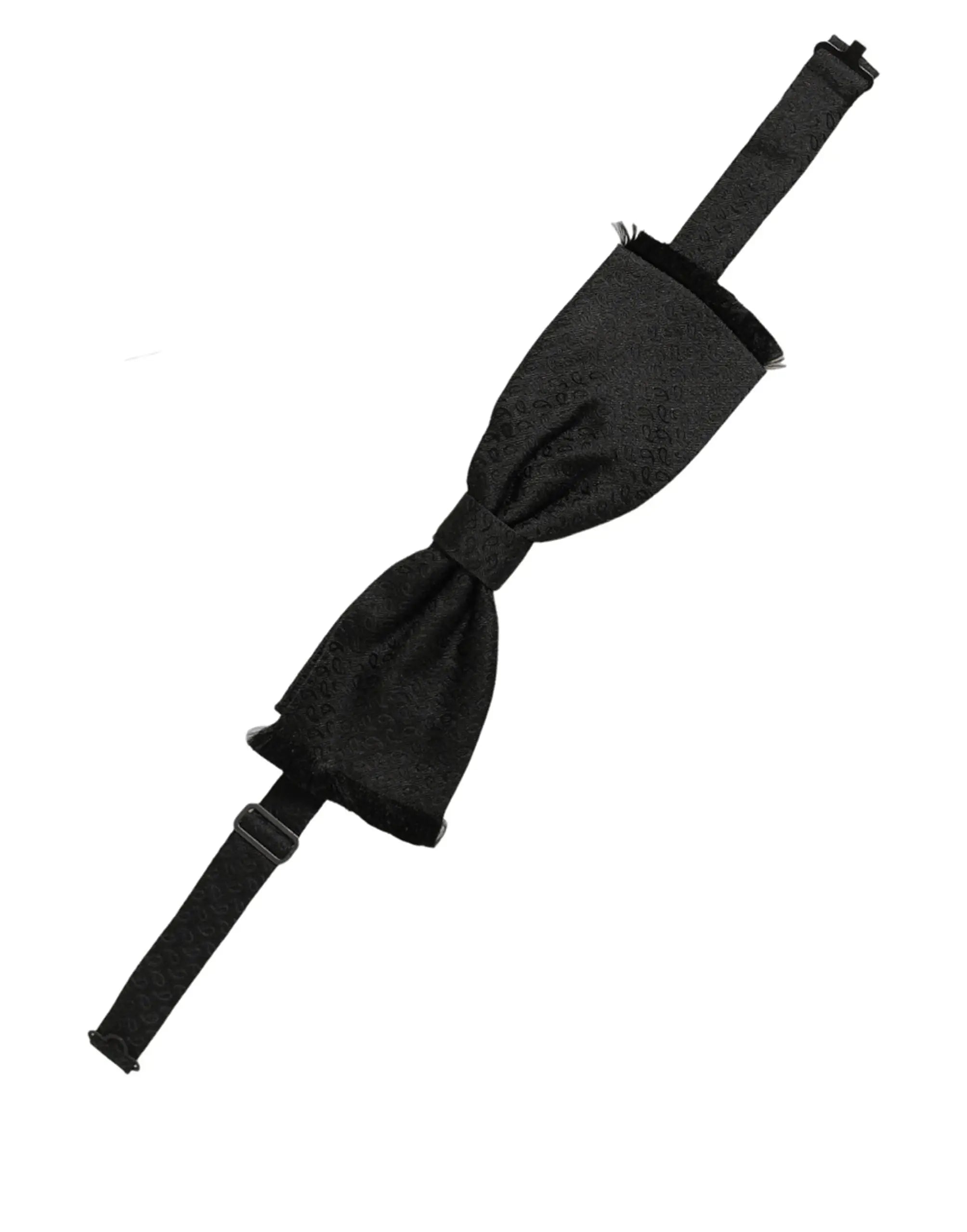 Dolce & Gabbana men dark gray satin bow tie with subtle texture and adjustable 100% silk strap