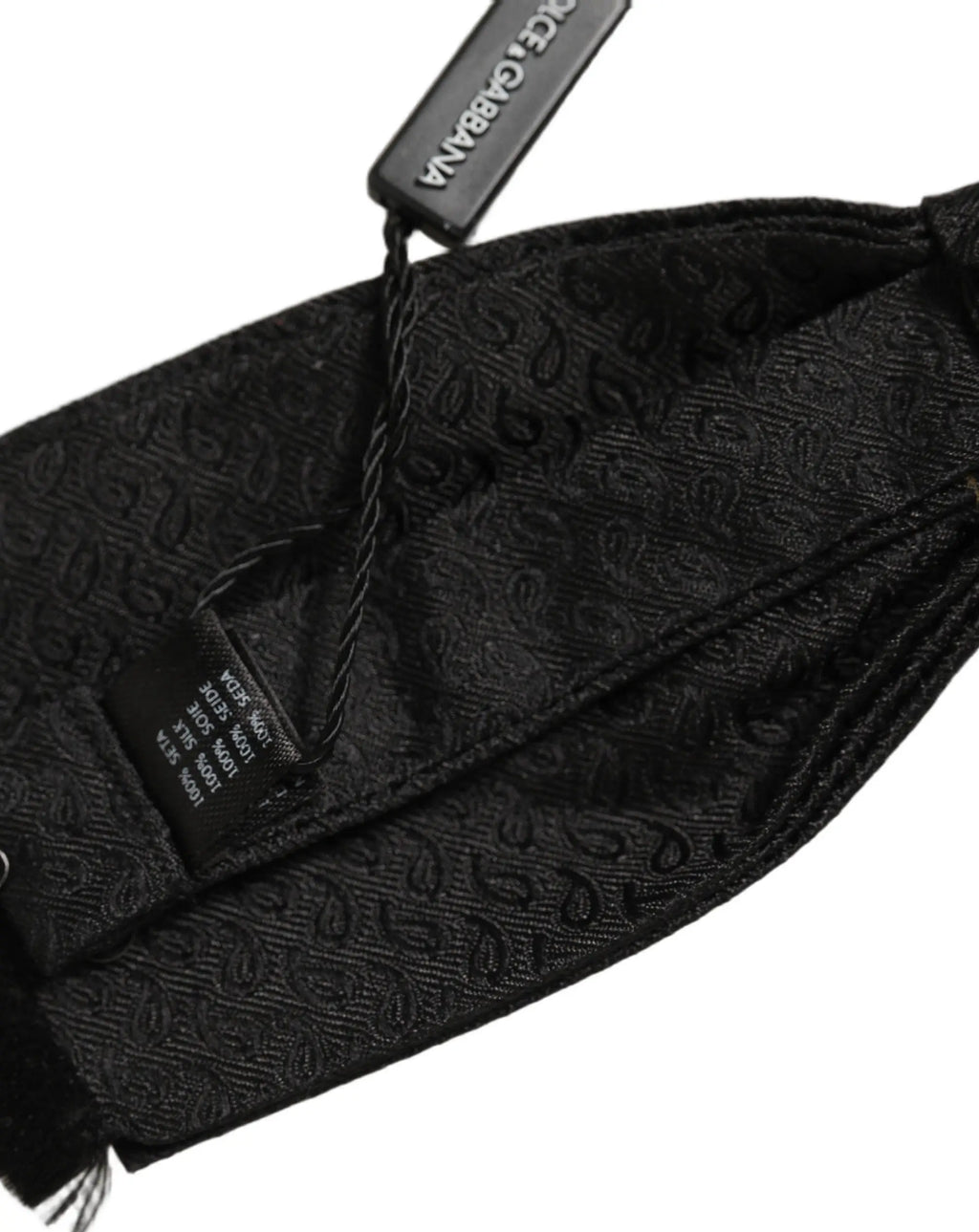 Dolce & gabbana noeud papillon réglable en soie 100 pour cent gris foncé avec motif paisley tissé subtil