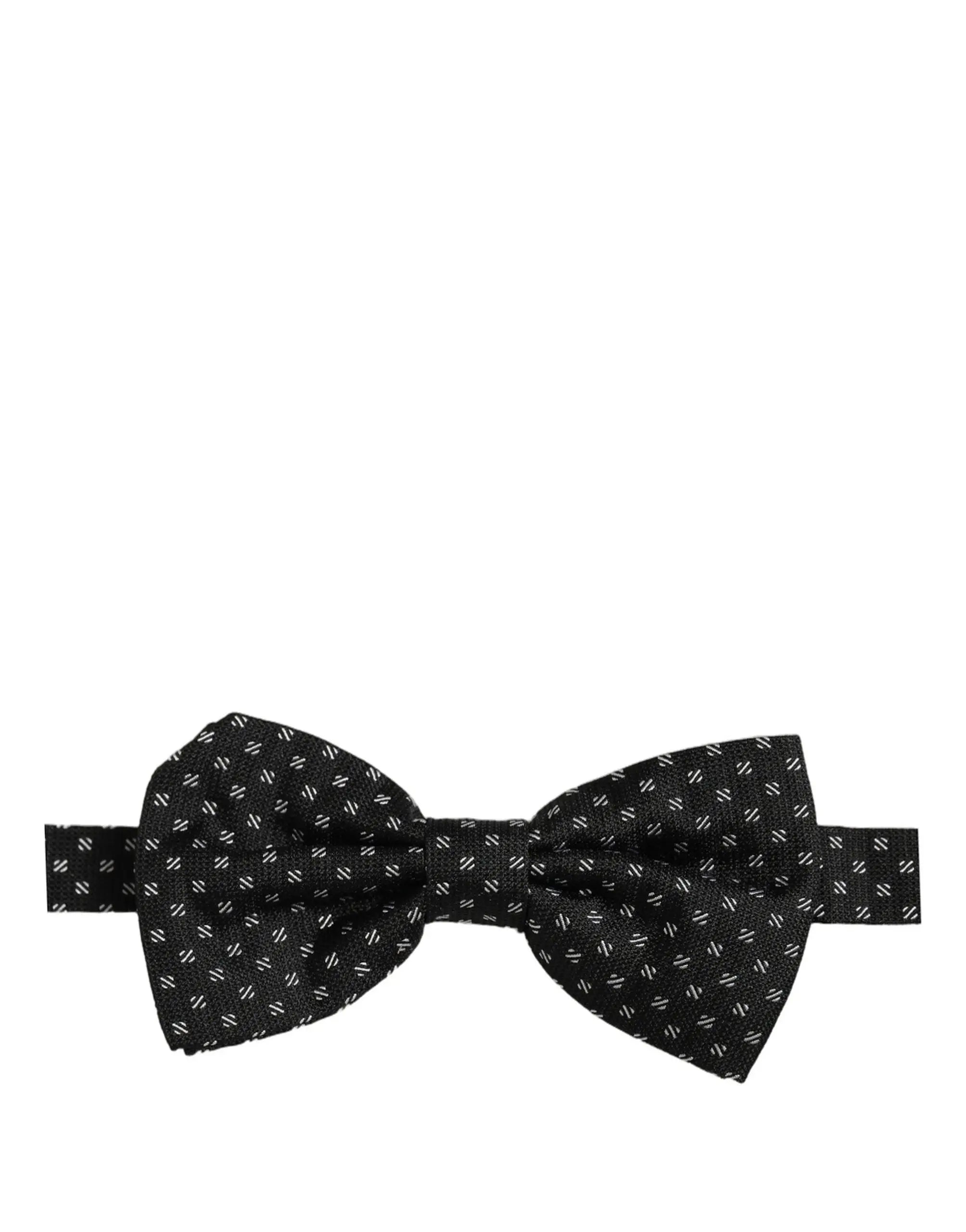 Dolce & gabbana nœud papillon homme gris foncé à motif blanc ajustable avec lignes diagonales subtiles