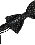 Dolce & gabbana homme noeud papillon noir avec motif géométrique blanc subtil et ajustable en soie