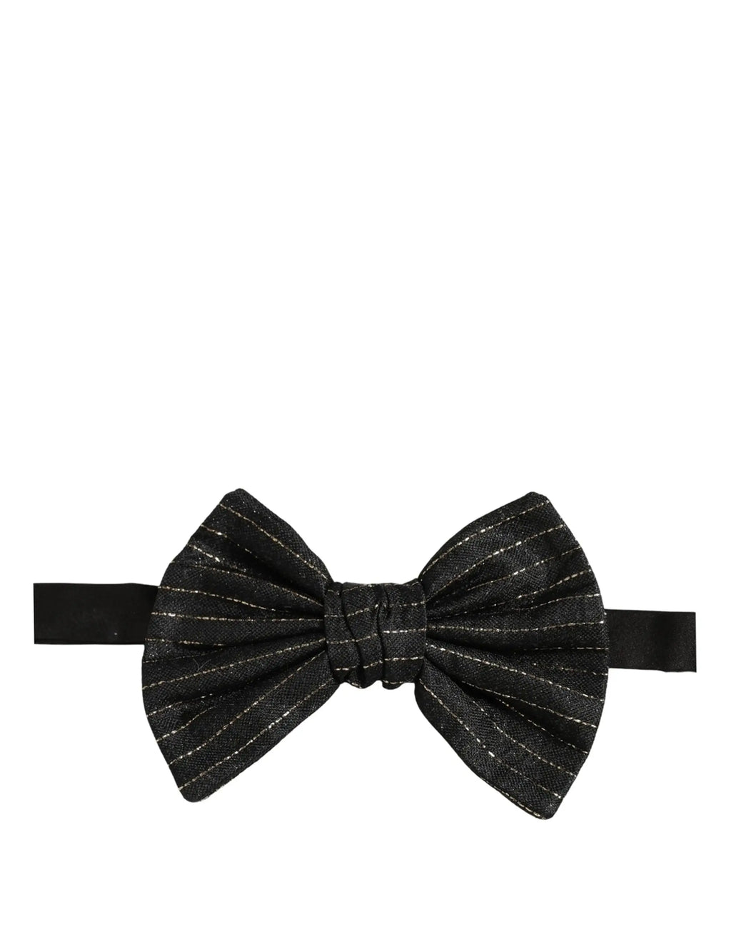 Noeud papillon dolce gabbana pour homme en soie gris foncé à fines rayures avec nœud soigneusement attaché et léger brillant