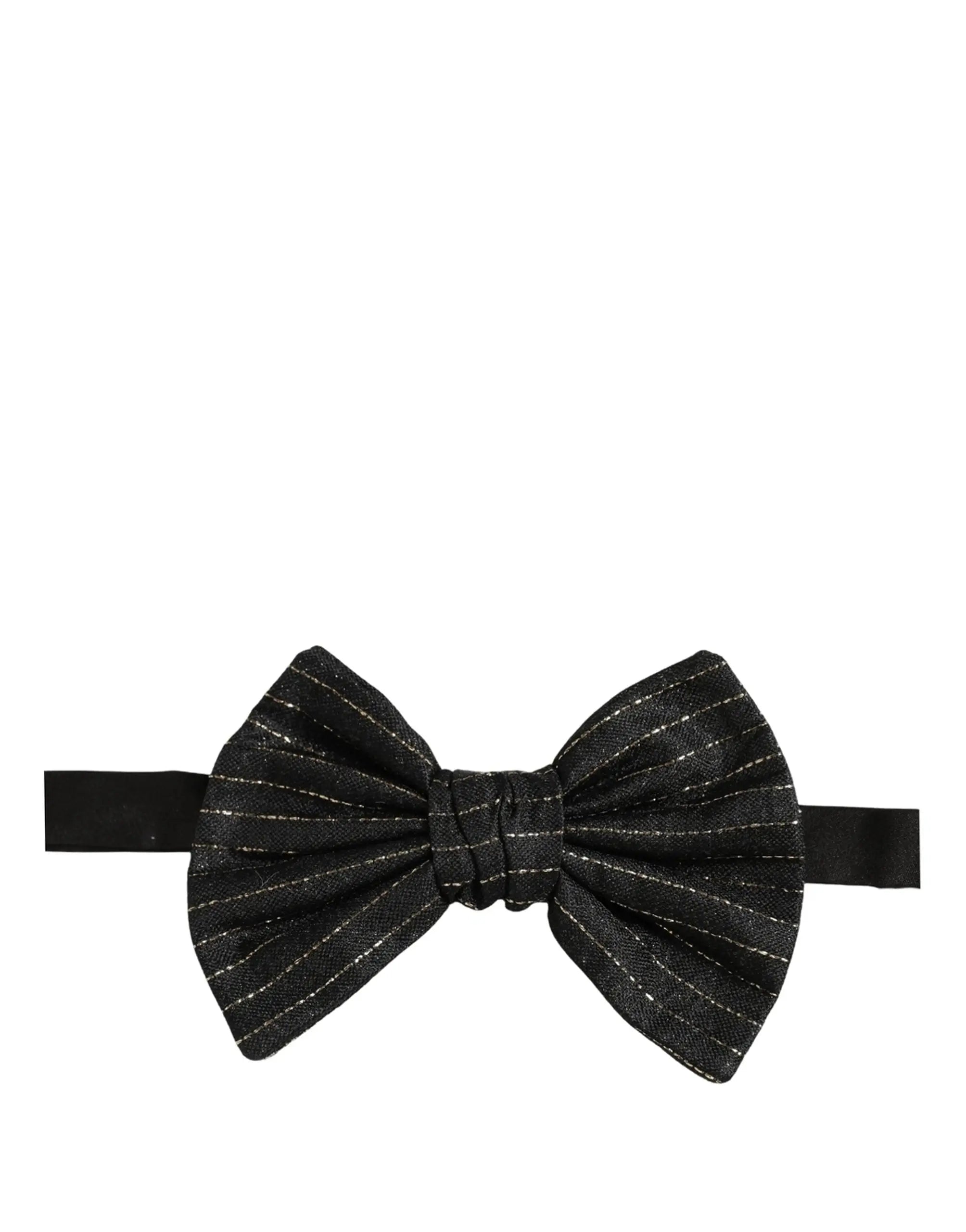 Noeud papillon dolce gabbana pour homme en soie gris foncé à fines rayures avec nœud soigneusement attaché et léger brillant