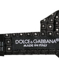 Dolce & gabbana cravate noire en soie avec motif géométrique en fil argenté pour homme