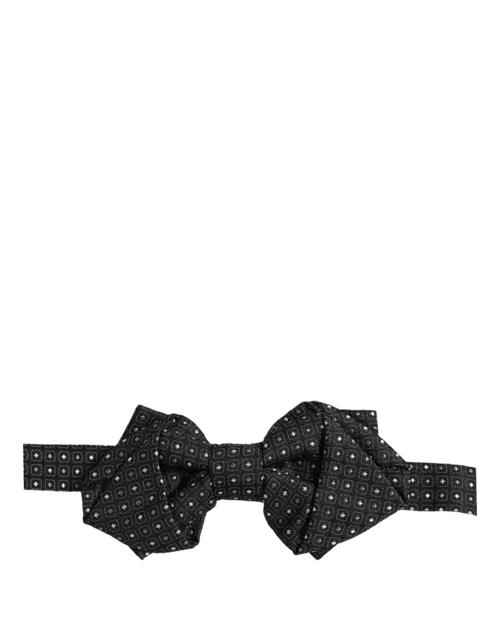 Dolce & gabbana nœud papillon homme en soie gris foncé avec motif géométrique blanc ajustable