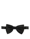 Noeud papillon homme dolce & gabbana en satin noir avec motif texturé subtil réglable en soie brodée gris foncé