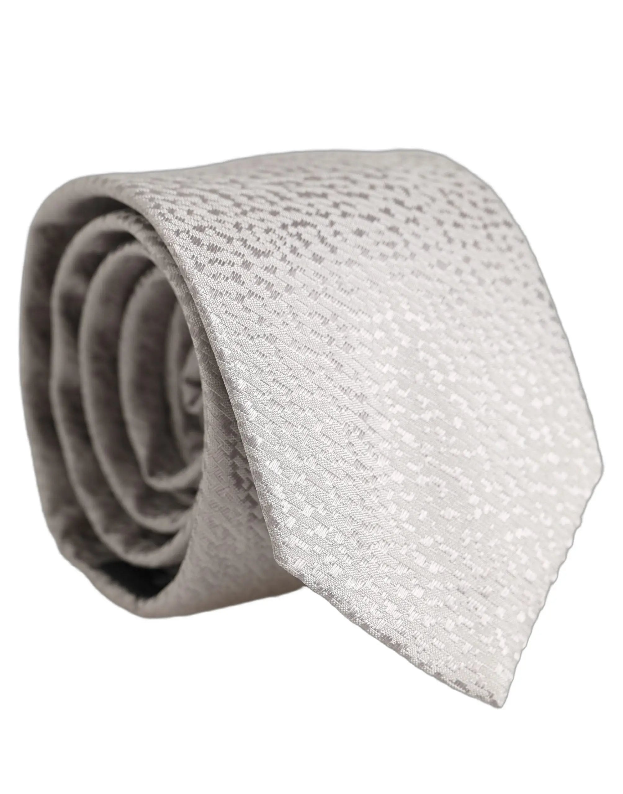 Cravate dolce & gabbana homme grise en soie 100 pour cent avec motif texturé ajustable en points et lignes fines