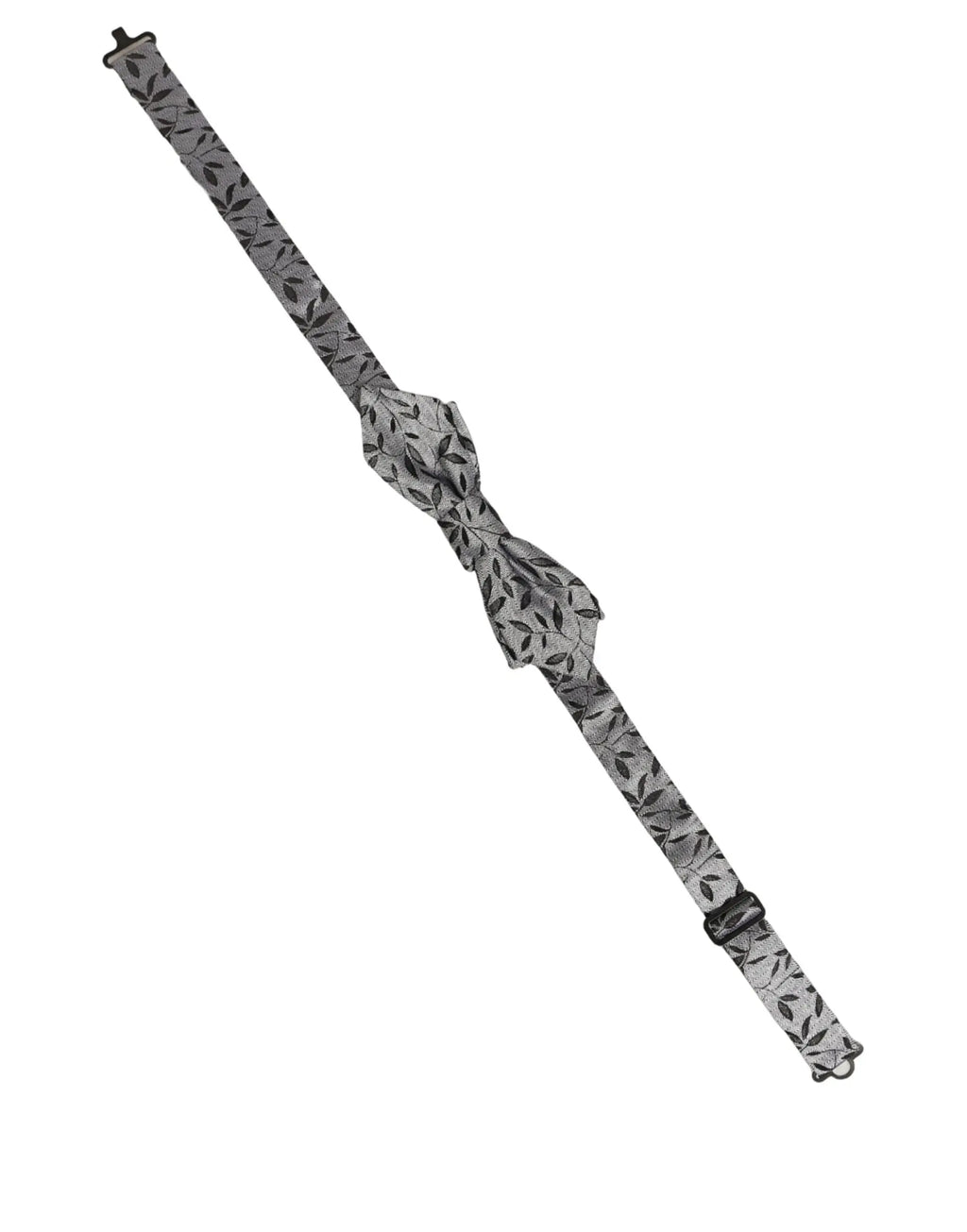 Dolce & gabbana nœud papillon homme gris en soie avec motif feuille subtil réglable