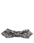 Dolce & Gabbana homme nœud papillon gris en soie avec motif feuilles noir et motif chevrons subtil ajustable