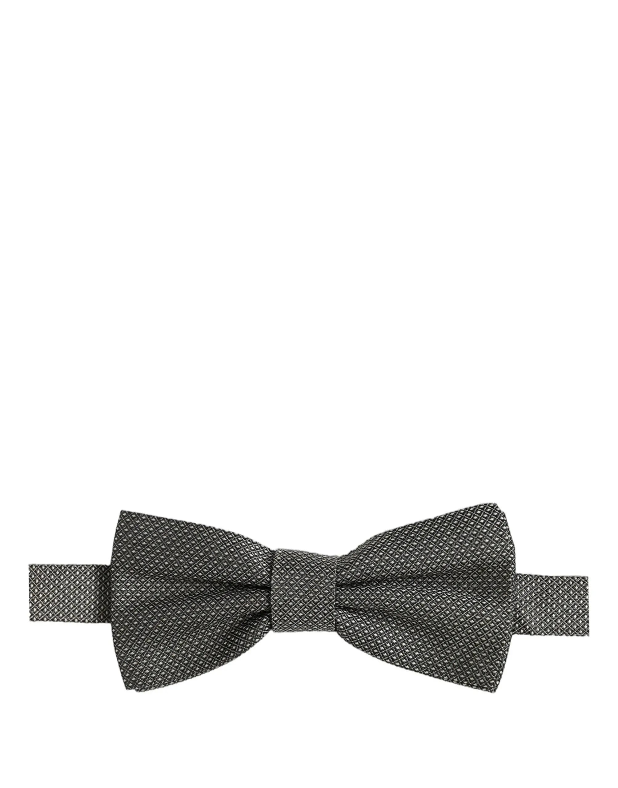 Un nœud papillon dolce & gabbana pour homme en soie grise charbon avec motif texturé ajustable