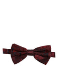 Rich burgundy dolce & gabbana men maroon paisley silk adjustable neck papillon bow tie with intricate pattern