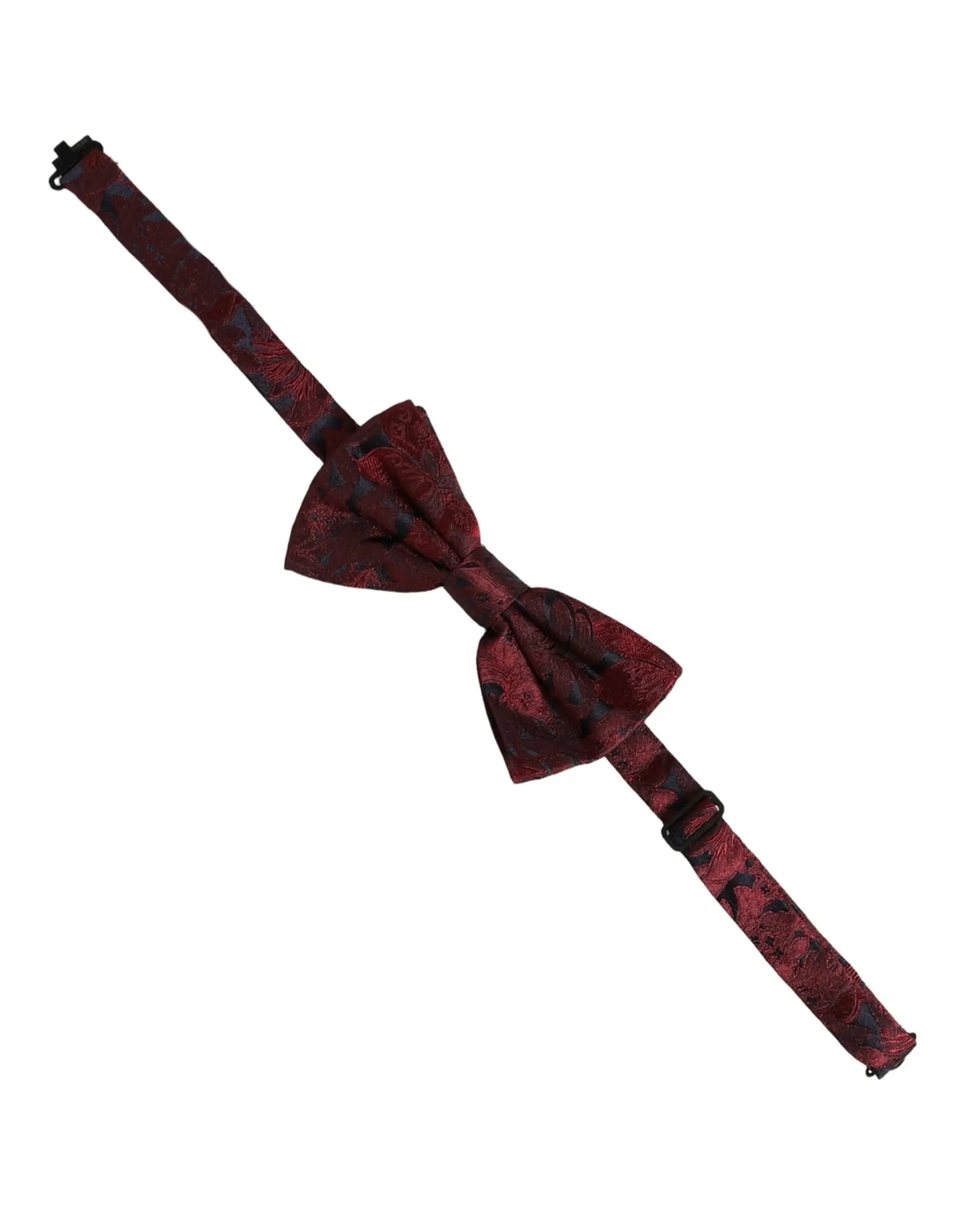 Nœud papillon dolce gabbana en soie ajustable couleur bordeaux avec motif paisley subtil en tons foncés