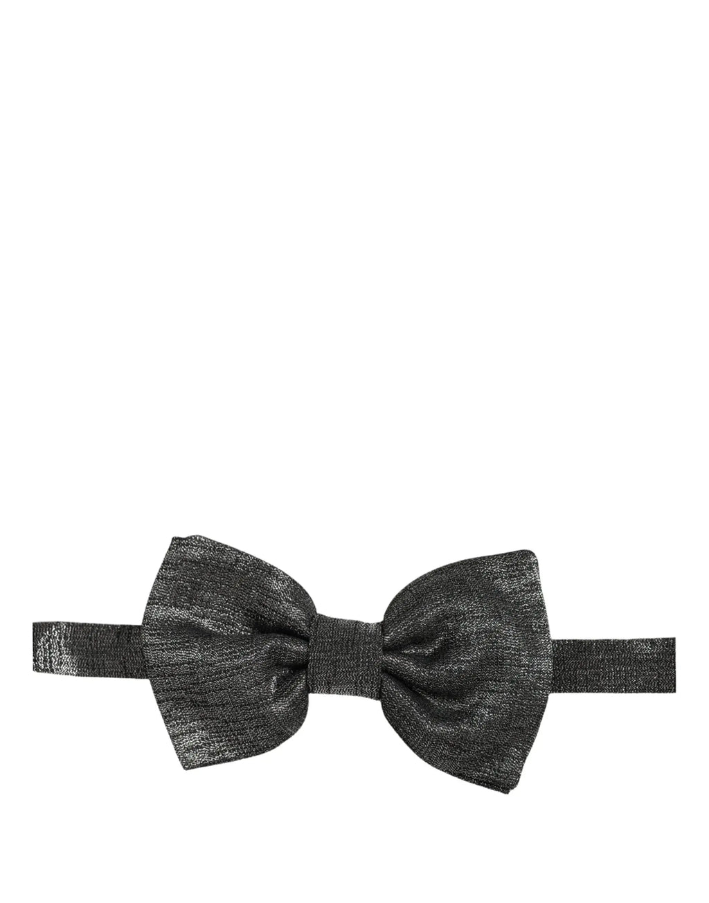 Dolce & gabbana homme nœud papillon en soie gris foncé métallique avec tissu texturé et réglable au cou