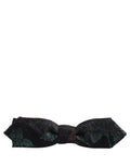 Dolce & Gabbana homme nœud papillon vert foncé et noir motif avec texture chatoyante 100 pour cent soie réglable
