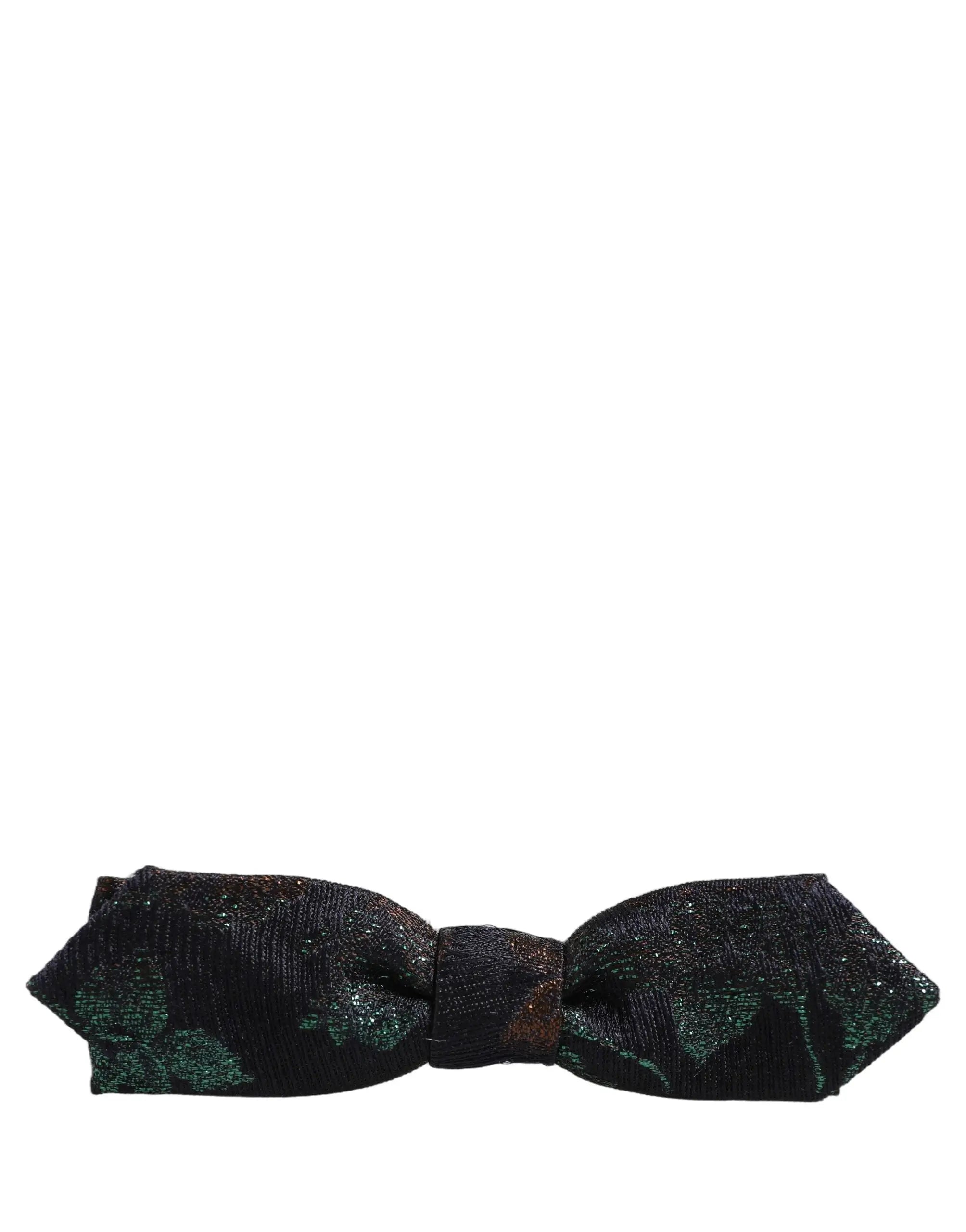 Dolce & Gabbana homme nœud papillon vert foncé et noir motif avec texture chatoyante 100 pour cent soie réglable