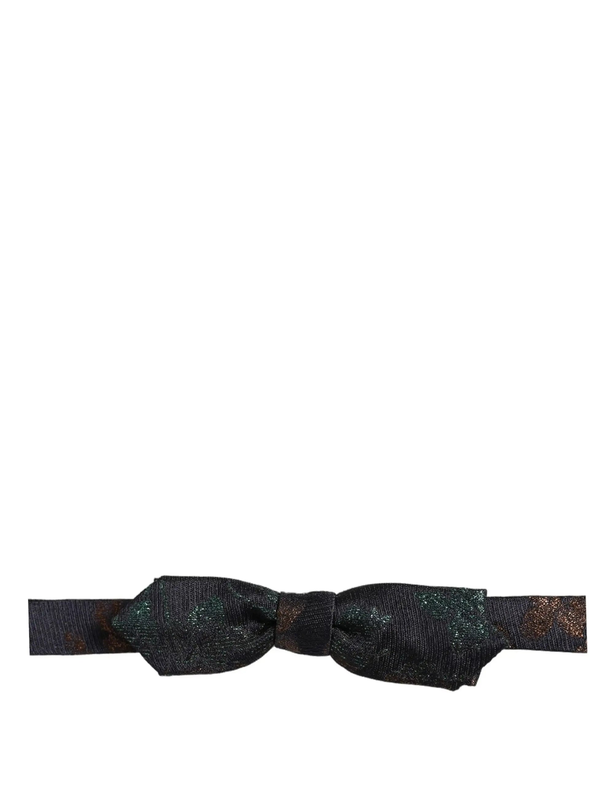 Dolce & gabbana homme nœud papillon ajustable en soie 100 pour cent noir avec texture chatoyante et reflets verts et or